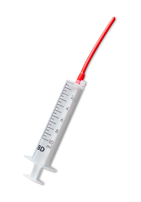 Handfeeding Syringes With Long Red Soft Tubes